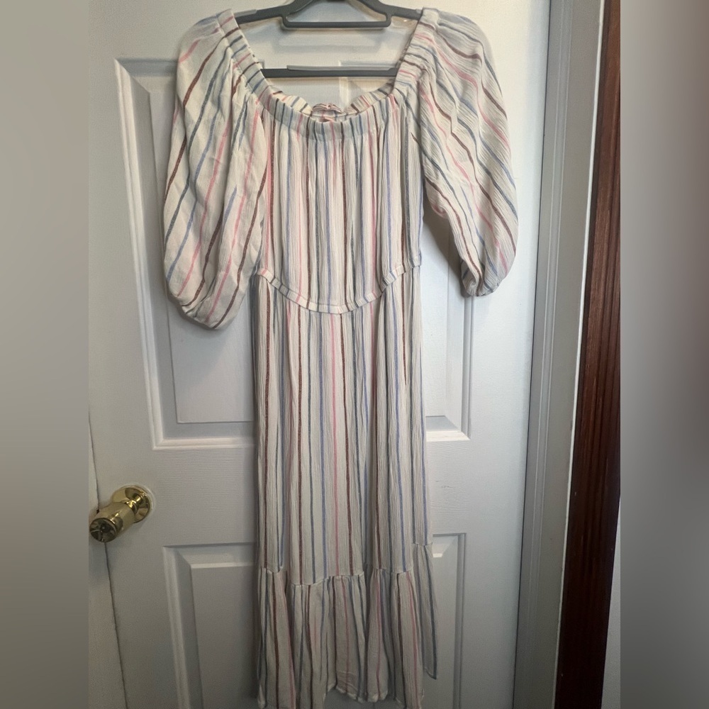 White and Pink Puff Sleeve Sundress